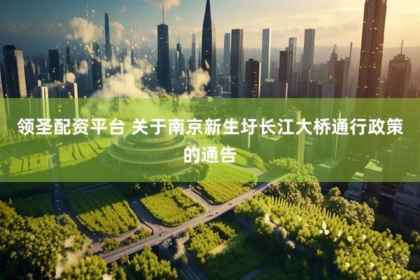 领圣配资平台 关于南京新生圩长江大桥通行政策的通告